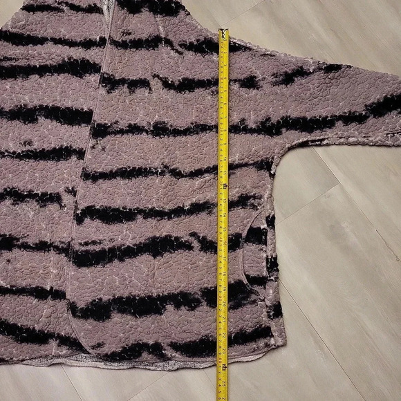 🛍LulaRoe Open Front Hooded Long Sleeve Purple Black Stripe Cardigan Womens‎ S - Picture 5 of 6
